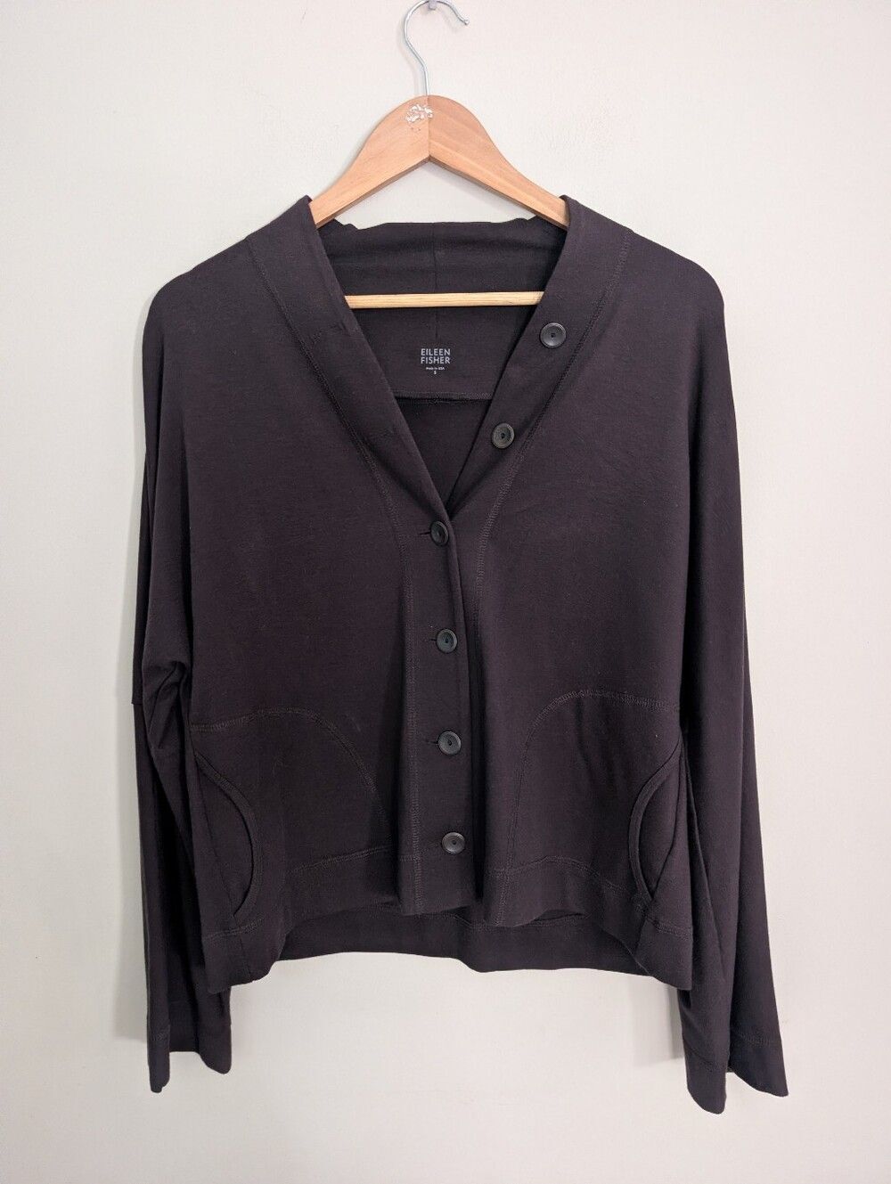 Eileen Fisher Organic Cotton Brown Cardigan Size S